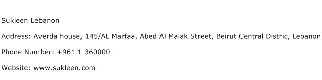 Sukleen Lebanon Address Contact Number