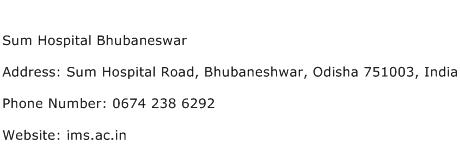 Sum Hospital Bhubaneswar Address Contact Number