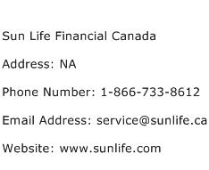 Sun Life Financial Canada Address Contact Number