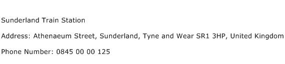 Sunderland Train Station Address Contact Number
