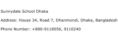 Sunnydale School Dhaka Address Contact Number
