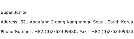 Super Junior Address Contact Number