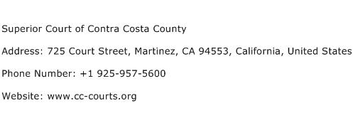 Superior Court of Contra Costa County Address Contact Number of
