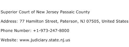Superior Court of New Jersey Passaic County Address Contact Number