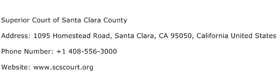 Superior Court of Santa Clara County Address Contact Number