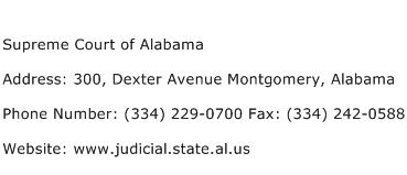 Supreme Court of Alabama Address Contact Number