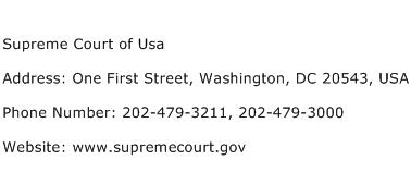 Supreme Court of Usa Address Contact Number