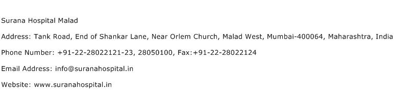 Surana Hospital Malad Address Contact Number