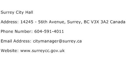 Surrey City Hall Address Contact Number