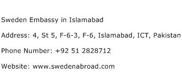 Sweden Embassy in Islamabad Address Contact Number