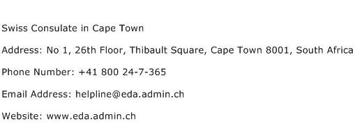 Swiss Consulate in Cape Town Address Contact Number