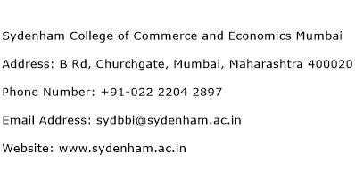Sydenham College of Commerce and Economics Mumbai Address Contact Number