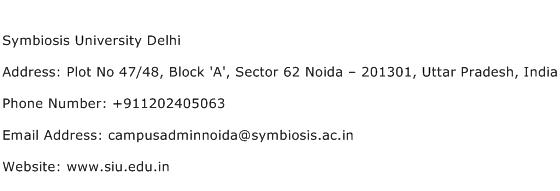 Symbiosis University Delhi Address Contact Number