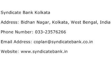 Syndicate Bank Kolkata Address Contact Number