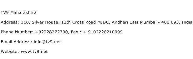 TV9 Maharashtra Address Contact Number