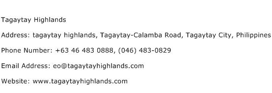 Tagaytay Highlands Address Contact Number