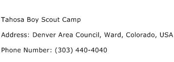 Tahosa Boy Scout Camp Address Contact Number
