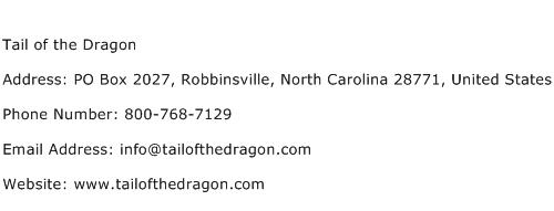 Tail of the Dragon Address Contact Number