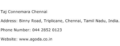 Taj Connemara Chennai Address Contact Number