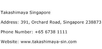 Takashimaya Singapore Address Contact Number