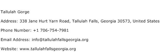 Tallulah Gorge Address Contact Number