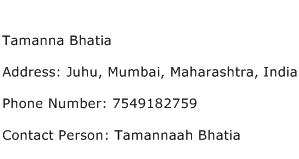Tamanna Bhatia Address Contact Number