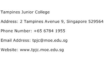 Tampines Junior College Address Contact Number