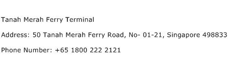 Tanah Merah Ferry Terminal Address Contact Number