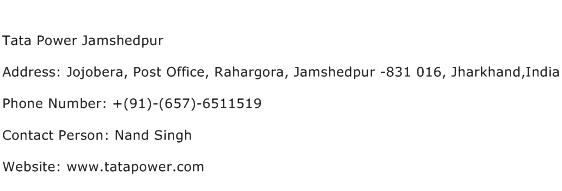 Tata Power Jamshedpur Address Contact Number