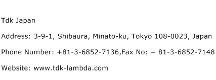 Tdk Japan Address Contact Number