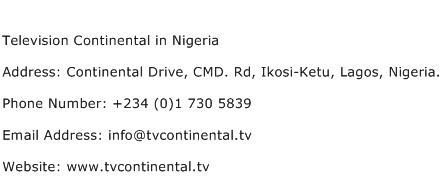 Television Continental in Nigeria Address Contact Number