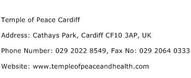 Temple of Peace Cardiff Address Contact Number