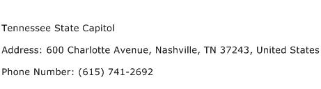 Tennessee State Capitol Address Contact Number