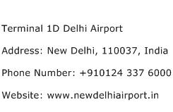 Terminal 1D Delhi Airport Address Contact Number