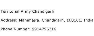 Territorial Army Chandigarh Address Contact Number
