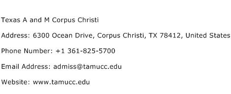 Texas A and M Corpus Christi Address Contact Number