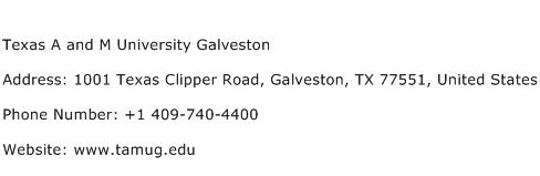 Texas A and M University Galveston Address Contact Number