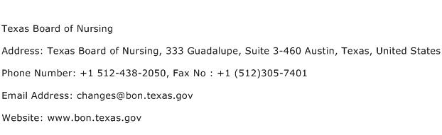 Texas Board of Nursing Address Contact Number