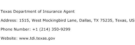 Texas Department of Insurance Agent Address Contact Number
