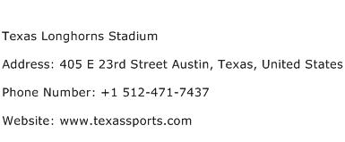 Texas Longhorns Stadium Address Contact Number