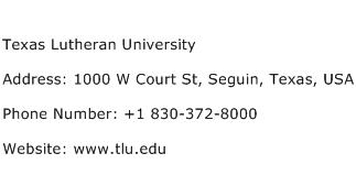 Texas Lutheran University Address Contact Number