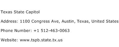 Texas State Capitol Address Contact Number