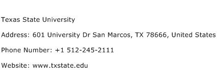 Texas State University Address Contact Number