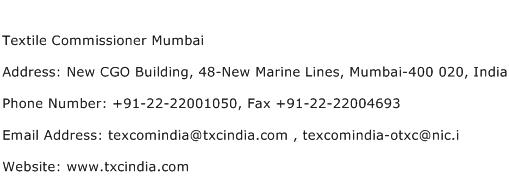 Textile Commissioner Mumbai Address Contact Number