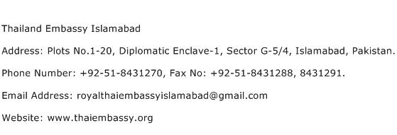 Thailand Embassy Islamabad Address Contact Number