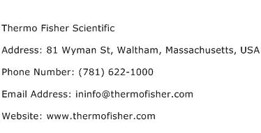 Thermo Fisher Scientific Address Contact Number