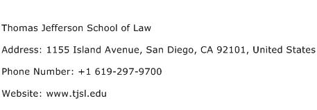 Thomas Jefferson School of Law Address Contact Number