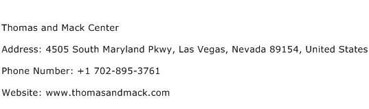 Thomas and Mack Center Address Contact Number