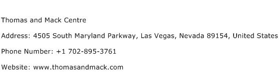 Thomas and Mack Centre Address Contact Number