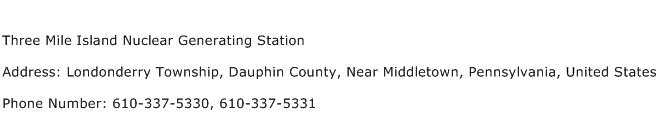 Three Mile Island Nuclear Generating Station Address Contact Number